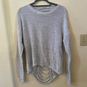 STITCHES AND STRIPES GRAY CHUNKY KNIT OPEN BACK SWEATER SIZE LARGE